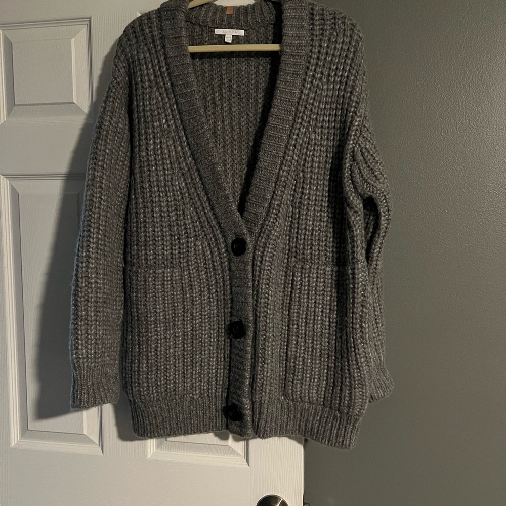 Lunya Cozy Gray Knit Cardigan - Picture 2 of 10
